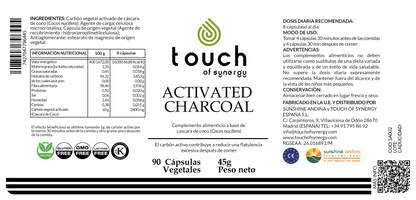 Carbón vegetal activo (Activated Charcoal) - 90 cápsulas vegetales