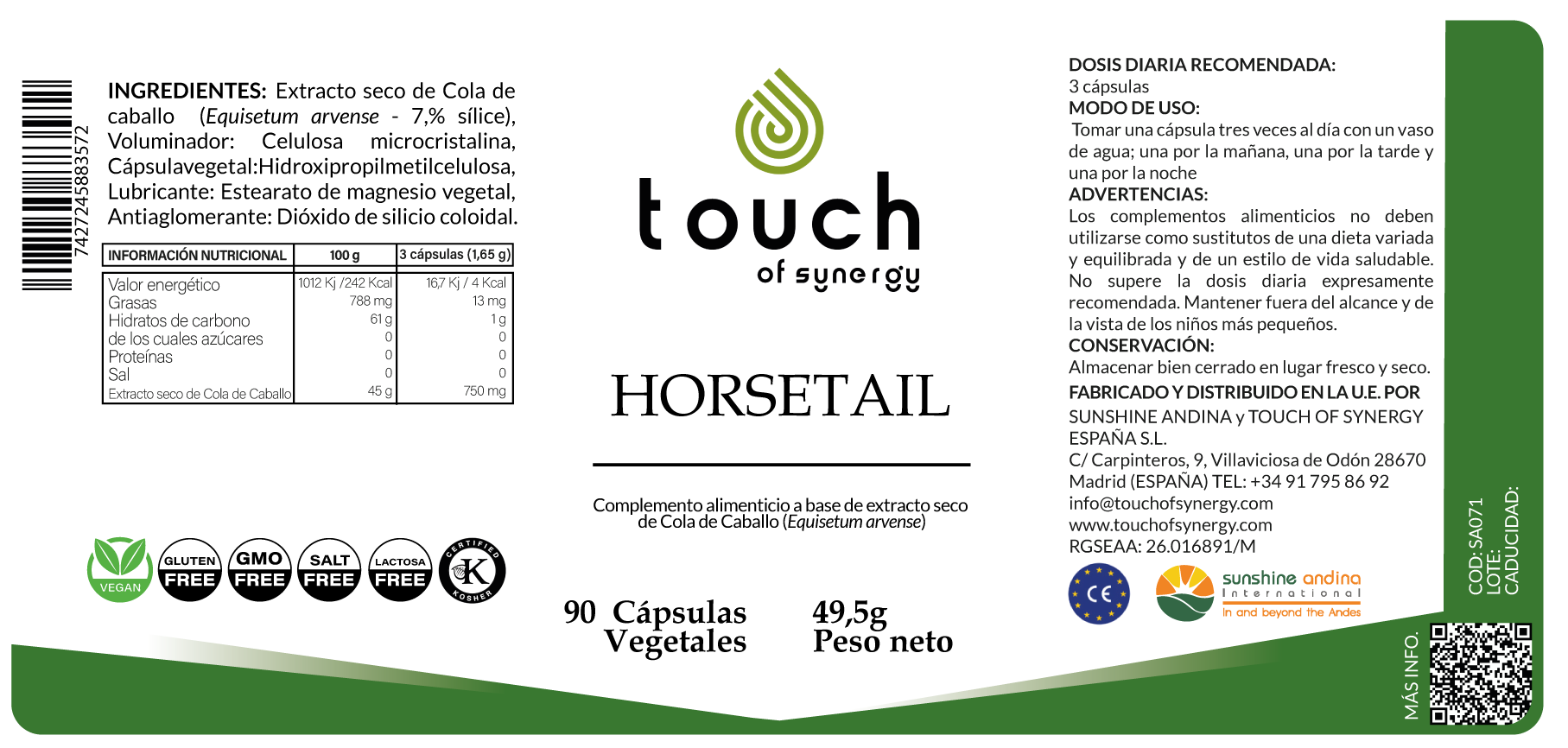 Horsetail (Cola de caballo) - 90 cápsulas vegetales