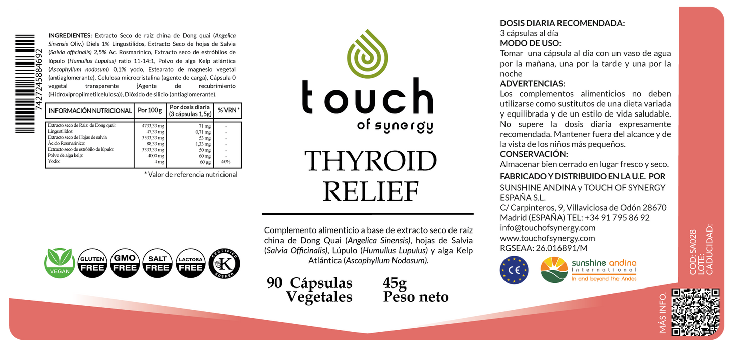 Alivio de tiroides (Kelp, Salvia, Lúpulo) - 90 cápsulas vegetales
